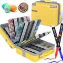 360 Colors Acrylic Paint Markers, Soft Brush Tip Pens, Water-Based No-Bleed Premium Acrylic Paint Pens for DIY Art & Crafts - Fabric, Wood, Metal, Rock, Glass (Suitcase Style)