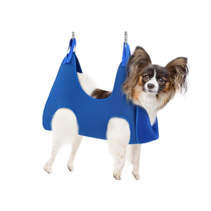 Dog Grooming Hammock Harness for Dogs & Cats with Pet Nail Clipper Trimmer - Cat Hanger Sling for Trimming Clipping Nails- Dog Hammock Restraint Bag for Small Dog, Blue XS