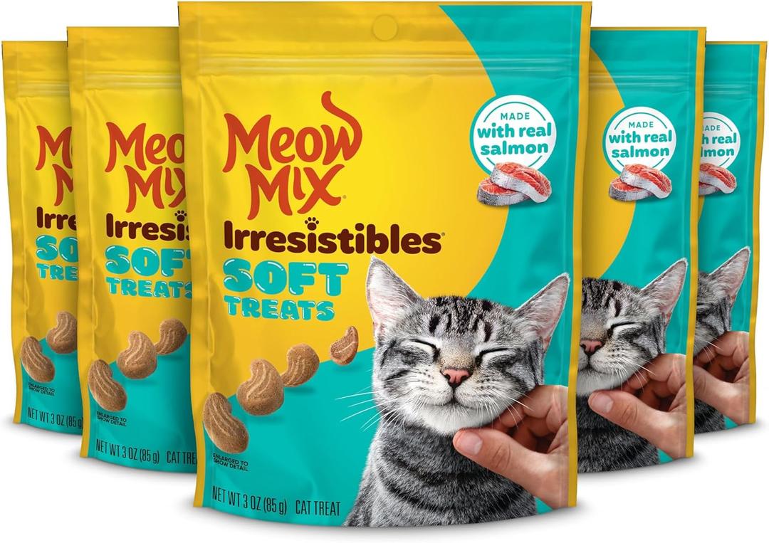Meow Mix Irresistibles Soft Cat Treats, Salmon, 3 Ounce (Pack of 5)