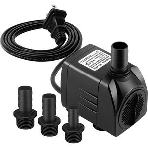 Submersible Pump 400GPH (1500L 25W) Ultra Quiet with Over Heating Protection 6.5ft High Lift for Fountains, Hydroponics, Ponds, Aquariums & More