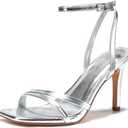 LULLASONG Women's Heels Strappy Ankle Strap High Heels 3.5 Inch Heeled Square Open Toe Sandals for Women, Size 7