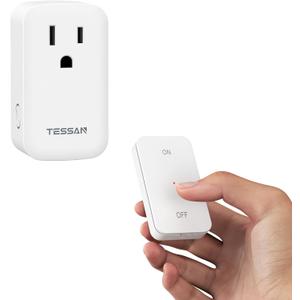 TESSAN Remote Control Outlet Wireless Wall Mounted Light Switch, Range 100FT Remote Control Outlet Plug, Wireless Light Switch for Indoor String Lights, Lamps, 1875W