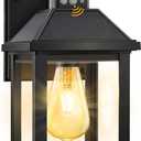 Solar Porch Lights Outdoor, Solar Sconce Lights Outdoor with Motion Sensor, Waterproof Wall Light with Clear Panel for Garage, Porch, Yard, Front Door,5.8 * 5.8 * 11.8in (Black-1Pack)