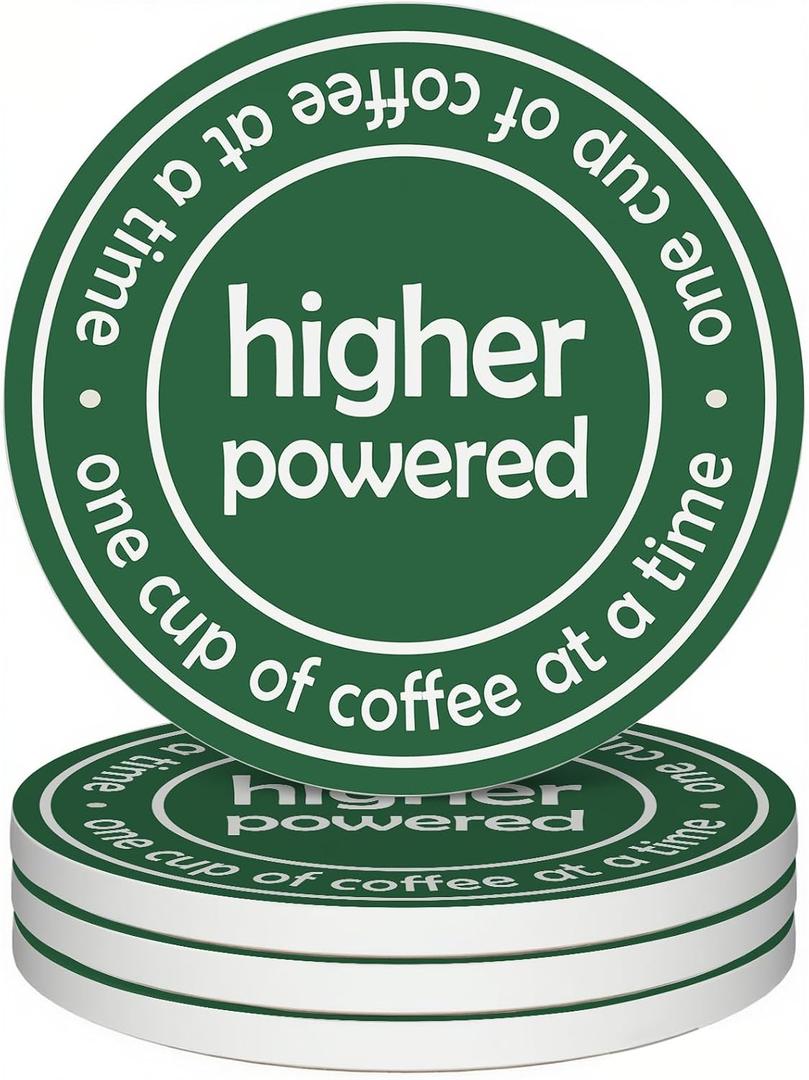 zcyhtqp, One Cup of Coffee at a Time, Funny Absorbent Round Ceramic Stone Coasters Set of 4 with Cork Base, Funny Coffee Coasters, Gifts for Home, Kitchen, Office Table Dcor