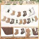 Merry Christmas Burlap Banner, 8.5 ft Sock Shaped Christmas Decoration, Rustic Banner Garland Bunting with Clips for Mantle Fireplace Xmas Party Holiday Indoor Outdoor Hanging Decorations