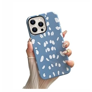 Yeddabox Compatible with iPhone 15 Pro Max Case with Deer Print, Cute Fawn Cover Shockproof Protective Soft TPU and Hard PC Case for iPhone 15 Pro Max for Women Girls - Blue