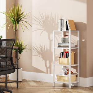 TUTOTAK Bookshelf, 4-Tier Tall Book Shelf, Narrow Bookcase for Small Space, DIY Stackable Bookshelf, for Living Room, Office, Study, Entryway, Industrial, White BS01BW004 (4-tier(10.7 X 14.5 X 40.8 Inches))