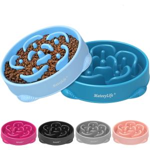 MateeyLife Large Slow Feeder Dog Bowls 2PCS, Anti-Choking Puzzle Dog Food Bowls, Anti-Slip Interactive Feeding Slow Down Eating, Bloat Stop Maze Dishes for Large Breeds 4 Cups (A-LightBlue&DarkBlue)