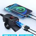 EXTRACTME Motorcycle USB Charger, Dual USB Type C PD & Quick Charge 3.0 Motorcycle Phone Charger with Voltmeter & ON/Off Switch, Waterproof Motorcycle Accessories for All Phone, Tablet, GPS