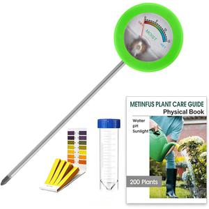 Soil Moisture Meter, Plant Water Monitor, Soil Hygrometer Included 200+ Plants Care Guide, 100 pH Test Strips & Sample Tube, Soil Water Gauge Meter for Garden, Lawn, No Battery Needed (Green)