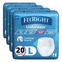 FitRight Super Protective Unisex Incontinence Underwear, Maximum Absorbency, Large (40-56 Inch Waist), Dependable Comfort & Leak Protection, 20 Count (Pack of 4)