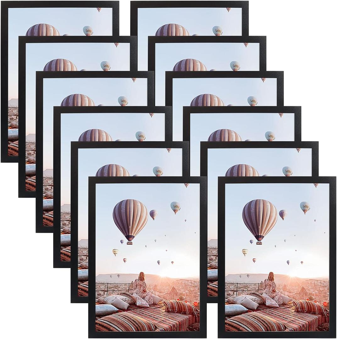 CRUGLA 8.5x11 Magnetic Frame Sheet with Self Adhesive Backing, Poster Certificate Carft Picture Photo Frame for Refrigerator Office Glass Window Door Cubicle Tile, 12 Pack