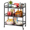 HDANI 3 Tier Metal Utility Multipurpose Rolling Cart,Large Capacity Heavy Duty Cart with Lockable Wheels Rolling Cart with 2 Lockable Wheels for Home,Office,Kitchen,Bathroom,Bedroom(Black)