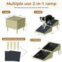 3-in-1 Dog Ramp Pet Stairs 18.5"x18.3"x18.1" with Hidden Storage Ottoman, Anti-Slip Steps for Small, Medium, Large, Senior & Injured Pets, 220LBS for Bed & Sofa (Green)