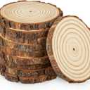 Unfinished Natural Wood Slices for Crafts - 10 Pcs Natural Round Discs Rustic Wood Slices 5.9-7.1 Inch Wooden Tree Bark Discs for DIY Centerpieces Table Base Decoration Wedding Ornaments Coasters