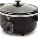 GreenLife 3.5QT Slow Cooker, Non-Toxic PFAS-Free Ceramic Nonstick Removable Interior Bowl, Programmable, Keep Warm, Stovetop & Oven Safe, Dishwasher Safe Parts, Glass Lid, Black