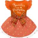 Dog Thanksgiving Outfit Dog Ruffle Dress Cute Puppy Dress with Bowknot Tulle for Small Medium Dogs Boys Girls Fall Pet Costume Thanksgiving Day (XS (Back: 9.8",Chest: 12"-14"))