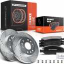 A-Premium 12.99 in(330mm) Front Drilled and Slotted Disc Brake Rotors + Ceramic Pads Kit Compatible with Select Cadillac, Chevy & GMC - Silverado, Suburban, Express, Sierra, Yukon, Escalade, Avalanche