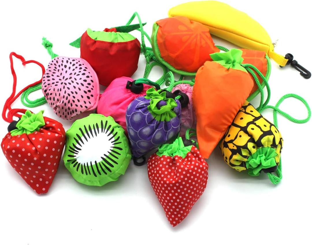 10PCS Fruits Reusable Grocery Shopping Tote Bags Folding Pouch Storage Convenient for Travel