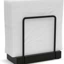 Wican Napkin Holder for Table, Bamboo Iron Standing Napkin Dispenser for Kitchen Dining Farmhouse Cocktail Picnic Bar Rustic Wood Holders for Paper Mail Bills Suitable for All Dining Room Decors Black (5.78*2.51*5.04 inch)