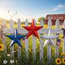 3 Pcs 12'' Patriotic Metal Barn Stars for Outside Wall Decor 3D Hanging American Flag 4th of July Red White and Blue Wall Art 250th Anniversary Country Rustic Farmhouse Art Decor