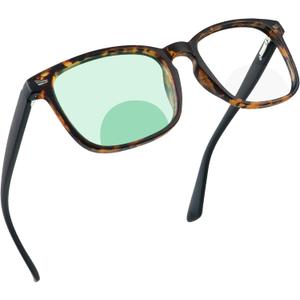YEIN Bifocal Reading Glasses with Blue Light Blocking Lenses, Bifocal Reader for Women and Men, Vintage Square frame with Spring Hinge (+0.50/+2.75 magnification)