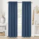 ACHIM Kendal Rod Pocket Window Curtain 1 Panel - 52 Width, 84 Length, 1.5 Inch Rod Pocket - Blue/White - Soft Light Filtering Fabric with Shell Stitch Embroidery & Machine Washable Home Decor