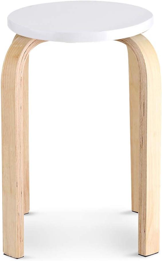 Cocoarm Wooden Round Stool,Anti-Slip Color Wood Stack Stool for Kitchen Home, Garden, Living and Class Room (White)