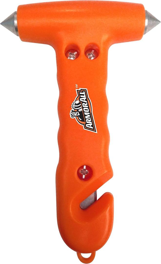 Armor All Emergency Window Hammer / Glass Breaker With Seatbelt Cutter, Auto Safety Escape Rescue Tool, Punch