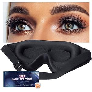Black Sleep Mask for Men Eyelash Extension, Eye Mask for Lash Extensions No Pressure 3D Sleep Mask, Women Sleep Protector Eye Shade Cover for Travel Yoga Nap