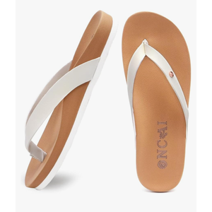ONCAI Womens Flip Flops For Women Comfortable Leather Strap Yoga Mat Non-Slip Women's Thong Sandal Casual Summer Beach Slippers With Arch Support, Size 9