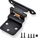 50 Pack 25 Pairs 3/8" Inset Cabinet Door Hinges - Matte Black Offset Self Closing