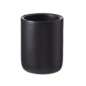 Motifeur Bathroom Wastebasket - Ceramic Decorative Trash Can (Black Marble Look)