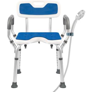 Shower Chair with Arms and Back Heavy Duty 330lbs, Shower Chair for Inside Shower, Shower Seat for Inside Shower Bathroom Chair with Cutout Seat & Cold-Proof Pads, Tools-Free Assembly