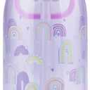 Ello Kids Pop & Fill 16oz Tritan Plastic Water Bottle with Quick Fill Technology, Leak Proof Locking Lid, Sip & Chug, BPA Free, Dishwasher Safe, For School, Lunchboxes, Rainbows