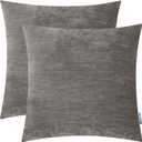 HWY 50 Grey Gray Decorative Throw Pillows Covers Set 20x20 Inch for Couch Living Room Bedroom Sofa Bed, Chenille Soft Comfy Solid Throw Pillow Case Cushion Cover Pack of 2