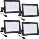 4Pack-60W LED Flood Light Outdoor,6600lm LED Work Light with 6FT US Plug,IP66 Waterproof Exterior Security Lights,6000K Daylight White Outside Floodlights Slim design for Playground Yard Stadium