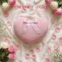 Yerliker Valentine's Day Pink Heart Pillow with Bow Cute Throw Pillow Corduroy Coral Fleece Cushion Covers for Couch Sofa Bedroom Wedding Anniversary Housewarming Gift Decor(1,11 x 10 Inch)