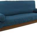 Blazing Needles Solid Twill 8" to 9" Futon Cover Set with 2 Bolster Pillows (Set of 3), Full, Spice