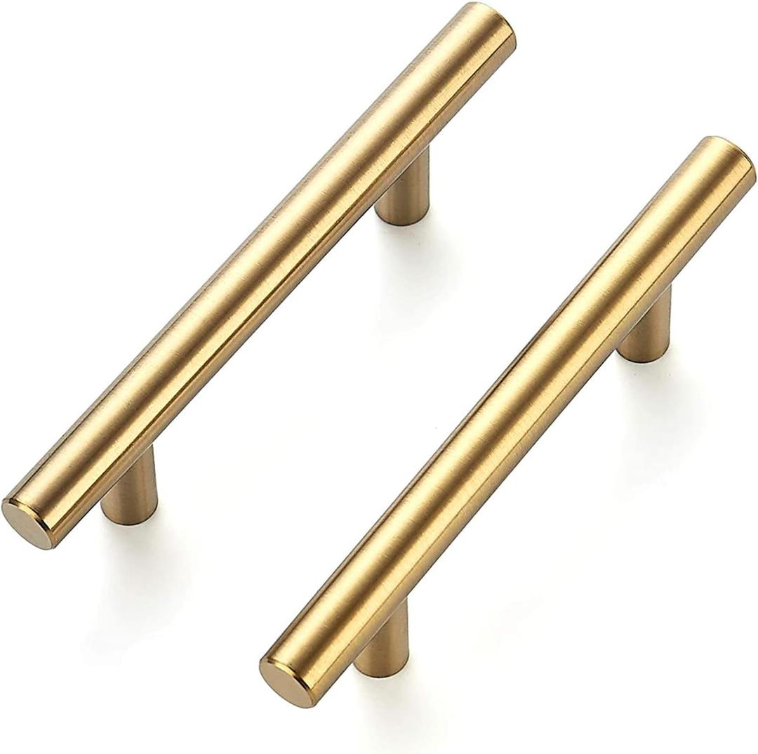 Ravinte 60 Pack 6 inch Cabinet Pulls Brushed Brass Stainless Steel Kitchen Drawer Pulls Cupboard Handles Cabinet Handles 3.75 Hole Center