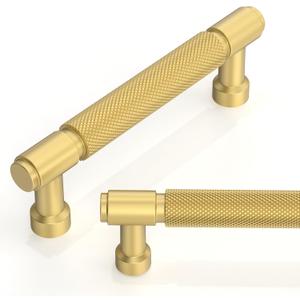 10 Pack Brushed Gold Cabinet Pulls 3.75 Inch(96mm) Kitchen Cabinet Handles Cabinet Hardware for Drawer Pulls