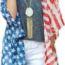 DDSOL Women's American Flag Kimono Cover up Beachwear Cardigan Loose Tops Shirt Blouse (1# Red)
