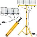 45000 Lumen LED Work Lights with Stand - 3 Head Portable Work Light on Stand - IP65 Waterproof Tripod Work Lights for Outdoor Indoor Job Site Workshop Garage Construction Site Lighting
