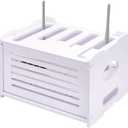 UNICRAFTALE Upgrade Routers Shelf Storage Rectangle PVC Plastic Routers Wire Storage Box 25x32x22cm White Modem Cable Box Shelf Power Strip Cable Management Hider Rack for Home Decorative