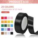 20 Colors 500 Yard Ribbon Single Face 1 Inch x 25 Yard Total 500 Yards Rainbow Satin Colorful Fabric Satin Ribbon Set Assortment for Gift Wrapping Party Favors Wedding Party Decorations