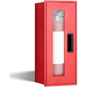 Zonon 1 Pcs 10lb Fire Extinguisher Cabinet Wall & Surface Mount 22.84" H x 9" W x 7" D Red Steel Fire Extinguisher Box Case Holder with Handle for Indoor Outdoor