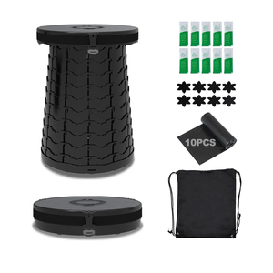 Camping Toilet Retractable Portable for Adults Kids, Adjustable Height Potty with Lid Foldable Design for Hiking, Car Travel, Truck, RV, Boating, Road Trips, Beach (Black)