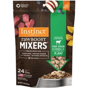 Instinct Raw Boost Mixers Freeze Dried Dog Food Toppers For Dry Food, Grain Free Dog Food Toppers with Lamb For Dogs, 5.5 oz | Freeze-dried raw meal topper or treat, grass-fed lamb & lamb organs, non-GMO fruits & vegetables, adds nutrition & flavor (EXP 04/19/27)