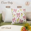 Embroidery Throw Pillow Covers 18x18-1 Pcs, Decorative Pillow Cases Soft Cushion Case Pillowcase for Chair Sofa Bedroom Living Room Home Decor, Bow