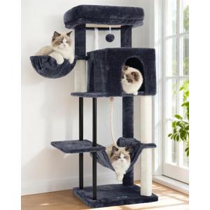 Gitelsnour Cat Tree, Cat Tower for Indoor Cats, 43.3 inch Cat Tree Tower with Sturdy Steel Tube, Hammock, Cat Condo for Small Cats and Kittens, Scratching Post, Smoky Gray GCT004SG